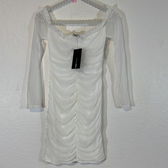 FASHION NOVA Maura Mesh White Dress Size Small NWT - Picture 6 of 13